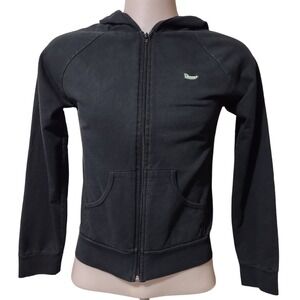 Classic Girl Hoodie Girls Large Full Zip Jacket Pockets Embroidered Logo Black